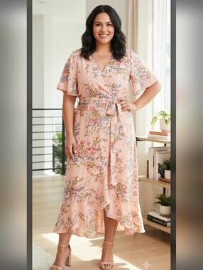 Keluummi Floral Pink Maxi Dress
